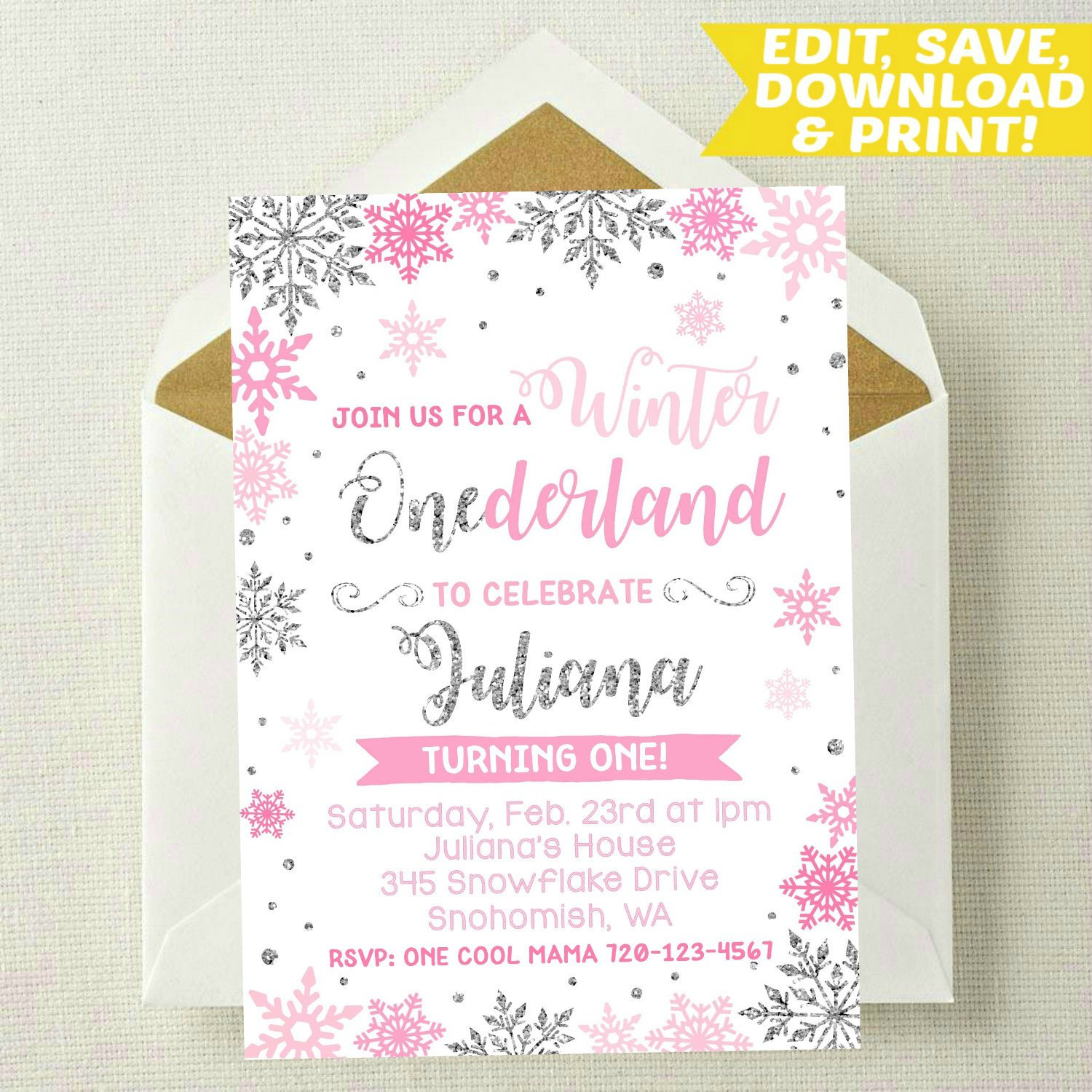 Editable Winter Onederland Invitation Snowflake Invitation Etsy regarding dimensions 1500 X 1500