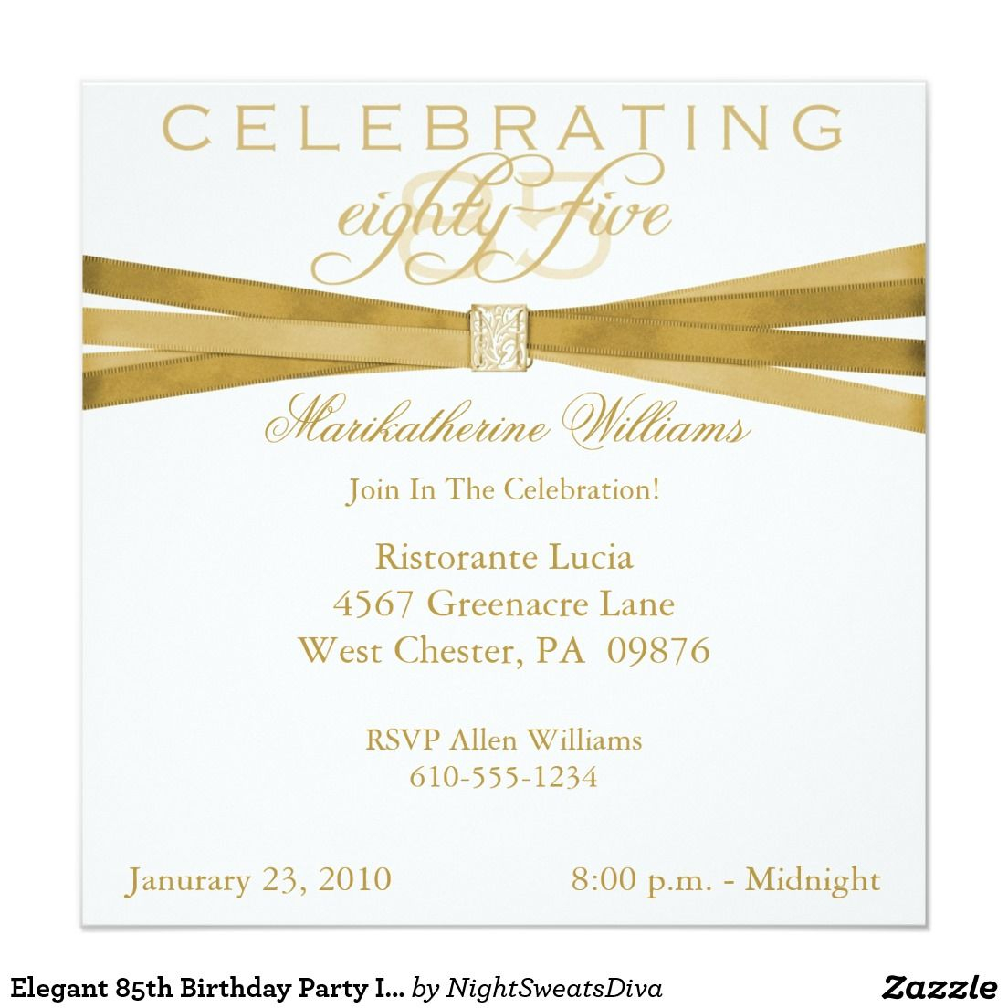 Elegant 85th Birthday Party Invitations Zazzle Party Ideas inside sizing 1104 X 1104