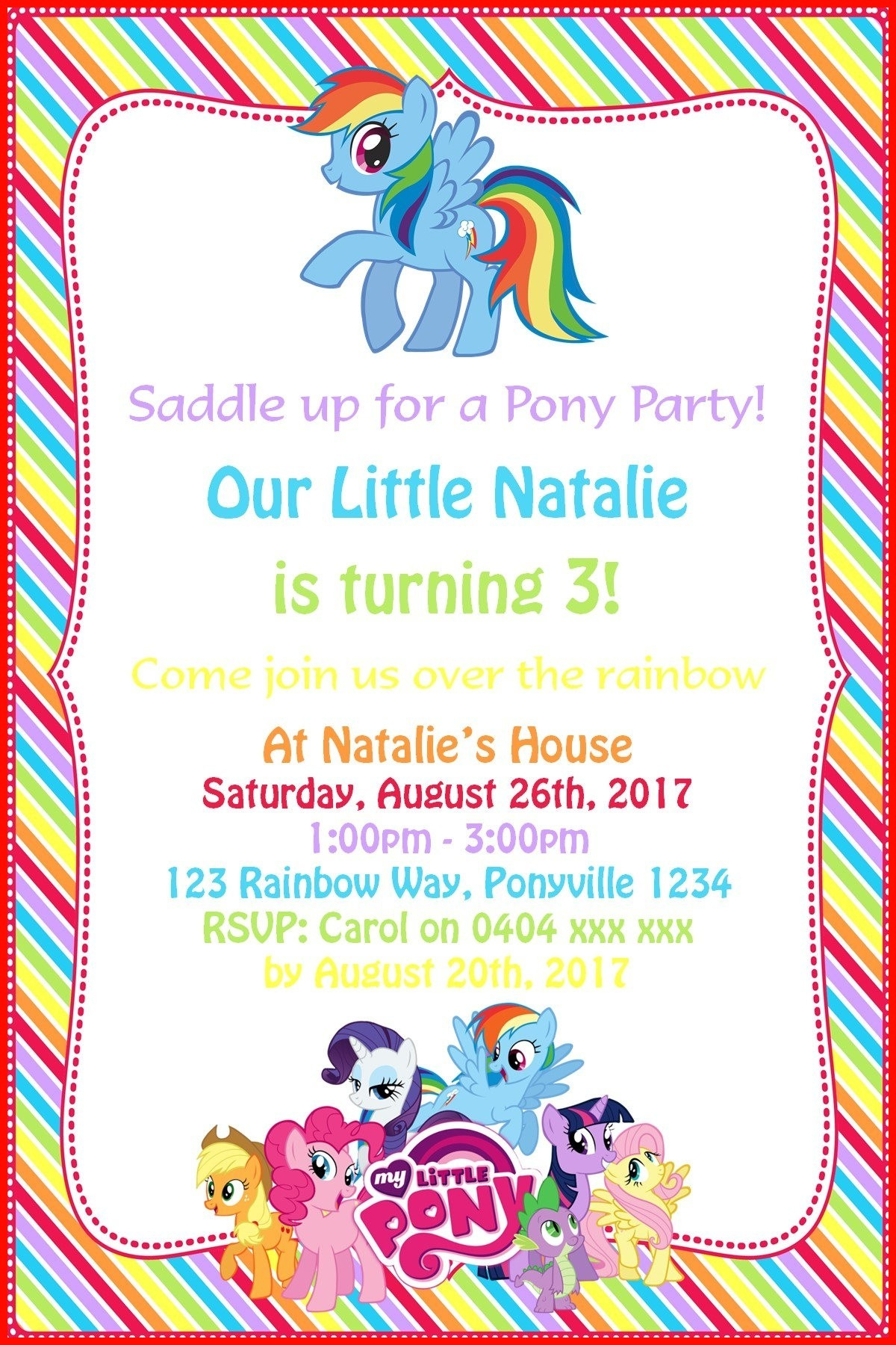 Elegant Awesome My Little Pony Invitation Template Wwwpantry with regard to measurements 1200 X 1800