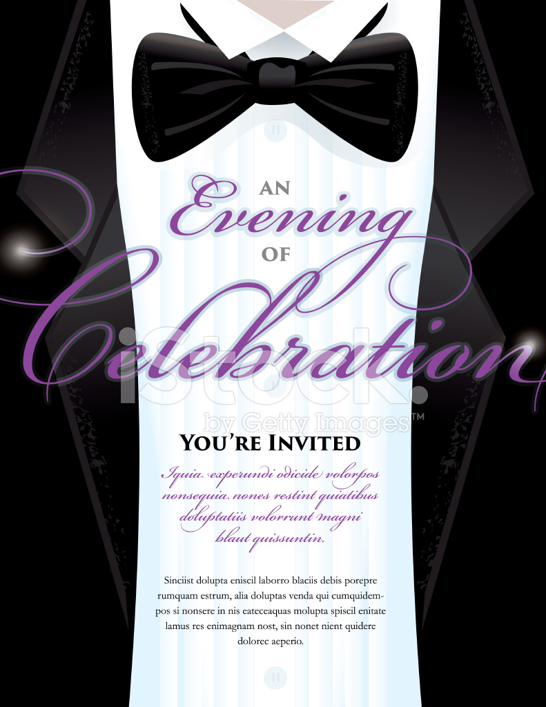 Elegant Black Tie Event Invitation Template With Tuxedo Design Stock with regard to proportions 791 X 1024