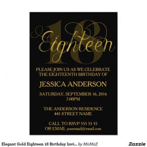 Elegant Gold Eighteen 18 Birthday Invitation Eighteen Eighteenth within measurements 1104 X 1104