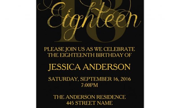 Elegant Gold Eighteen 18 Birthday Invitation Eighteen Eighteenth within measurements 1104 X 1104