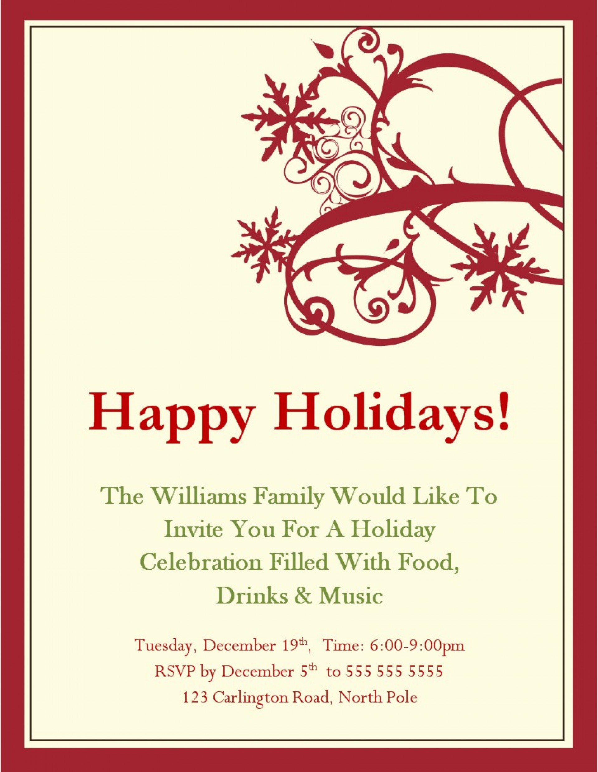 Elegant Holiday Party Invitation Template Invitation Templates Free in dimensions 1920 X 2478