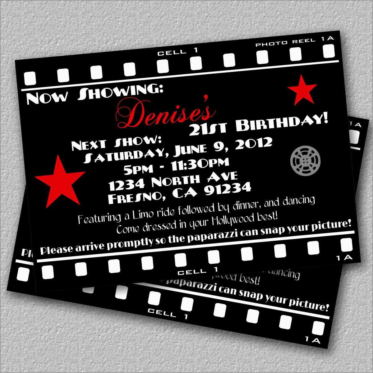 Elegant Hollywood Themed Invitations Free Templates Best Of Template inside dimensions 1200 X 1200