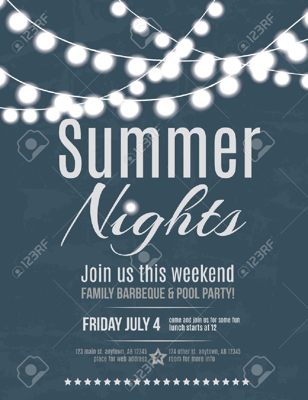 Elegant Summer Night Party Invitation Flyer Template Royalty Free inside proportions 1002 X 1300