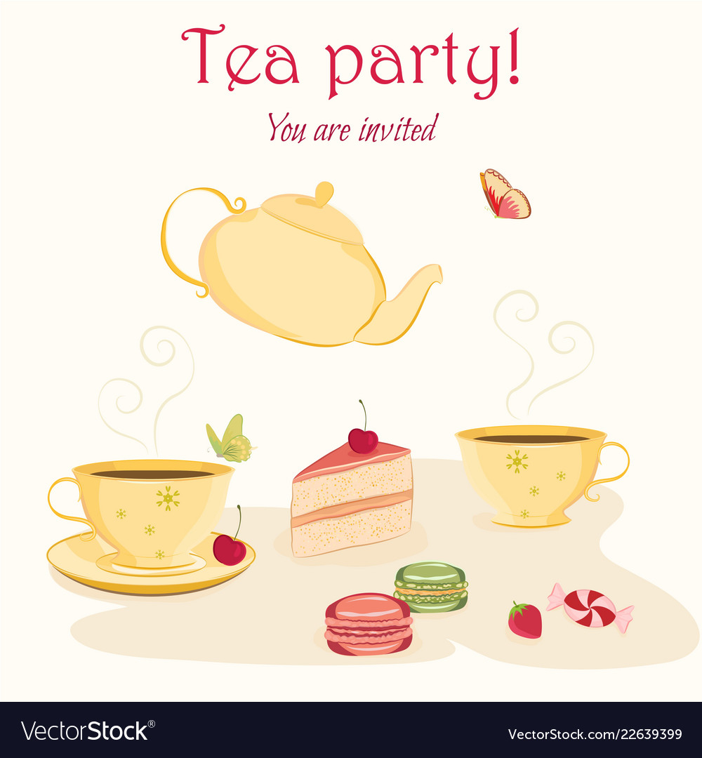 Elegant Tea Party Invitation Template With Teacups pertaining to dimensions 1000 X 1080