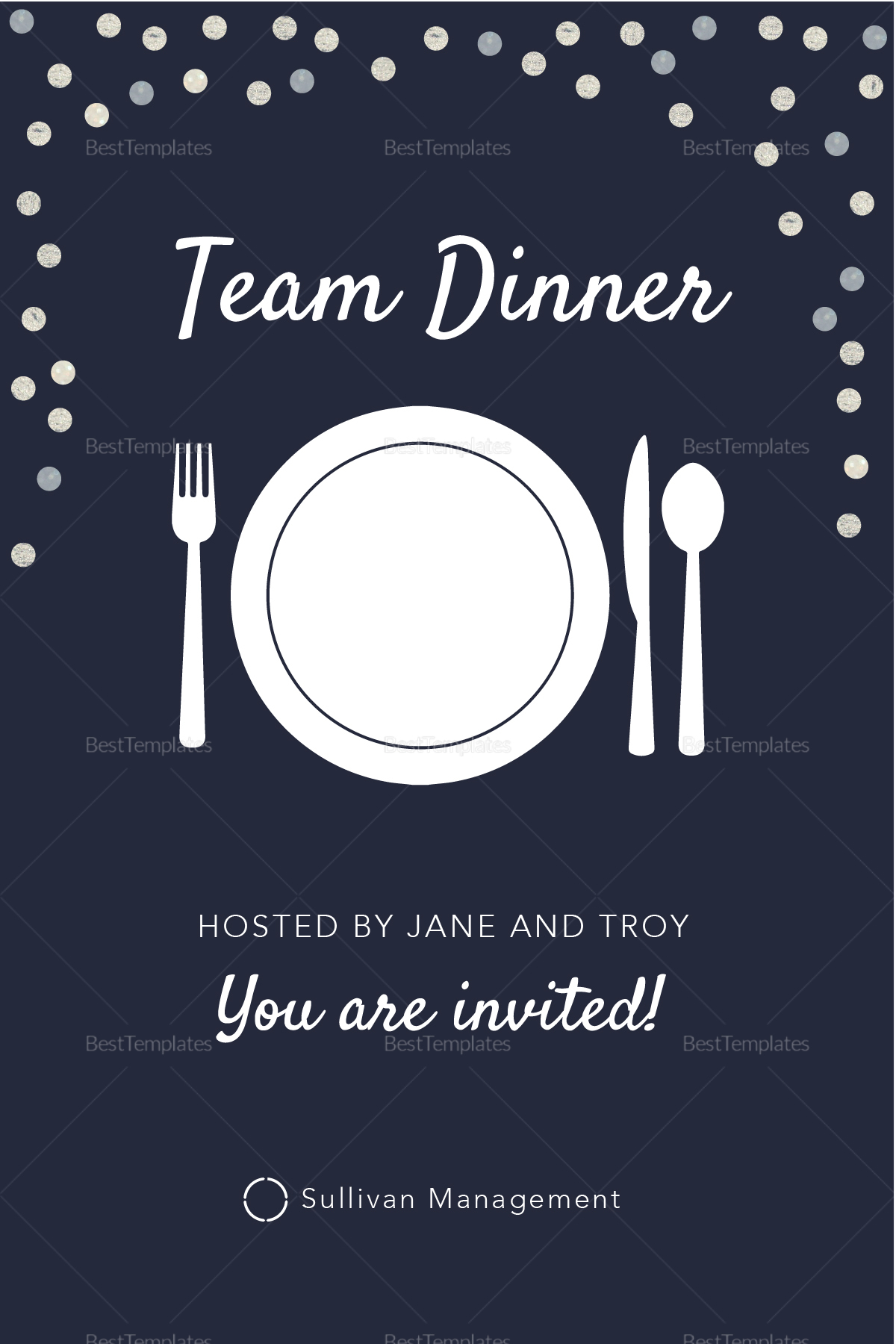 Elegant Team Dinner Invitation Template within size 1200 X 1800