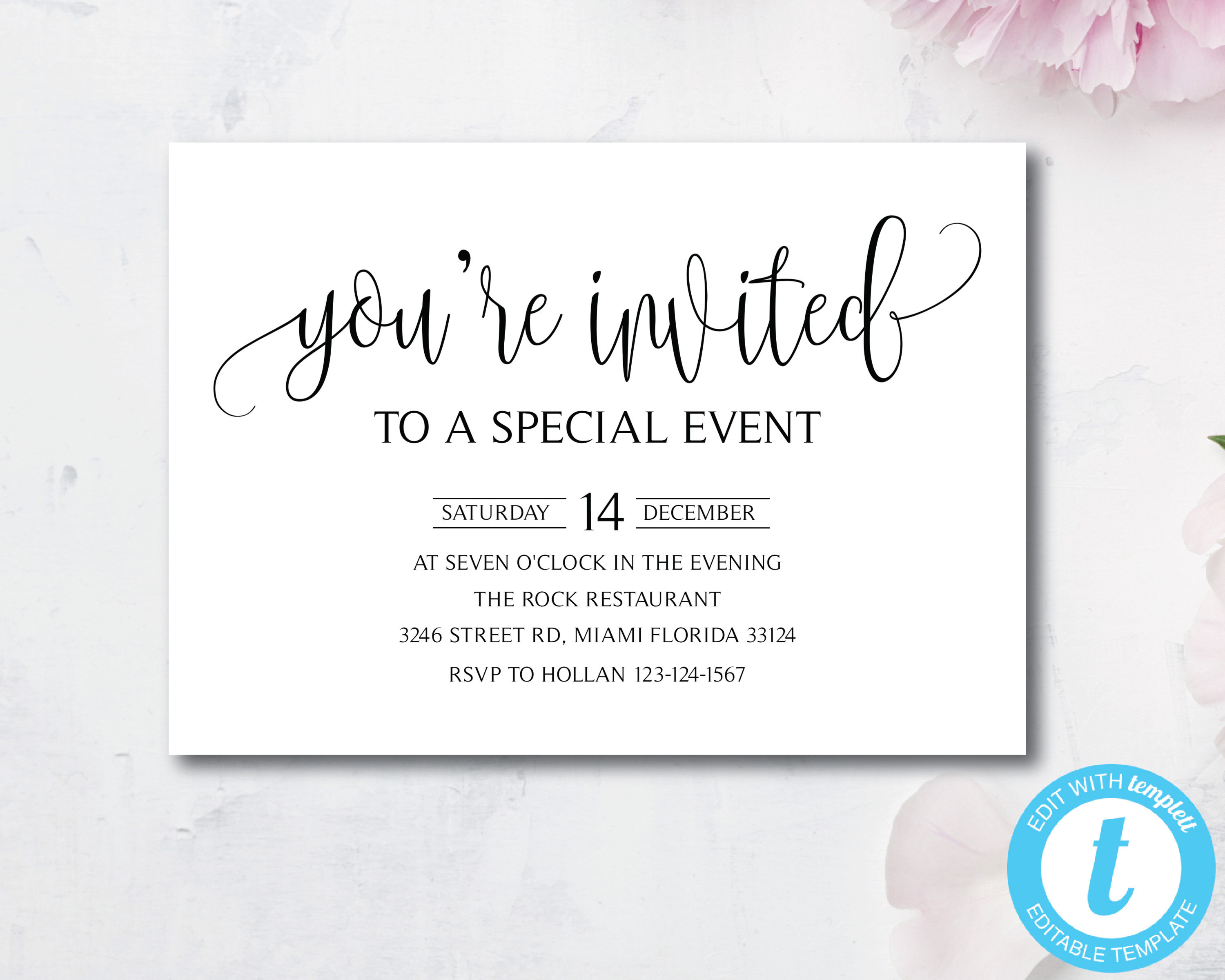 Elegant Youre Invited Invitation Template Special Event Etsy with sizing 3000 X 2400
