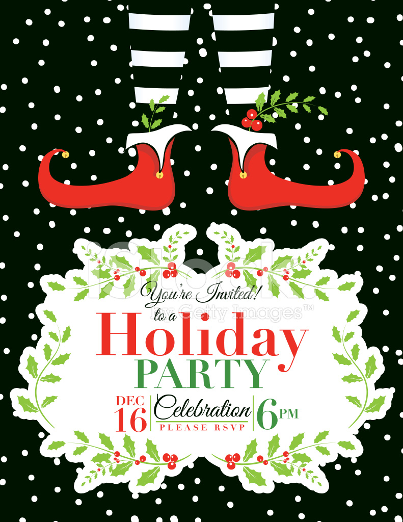 Elf Christmas Party Invitation Template Stock Vector Freeimages throughout size 791 X 1024