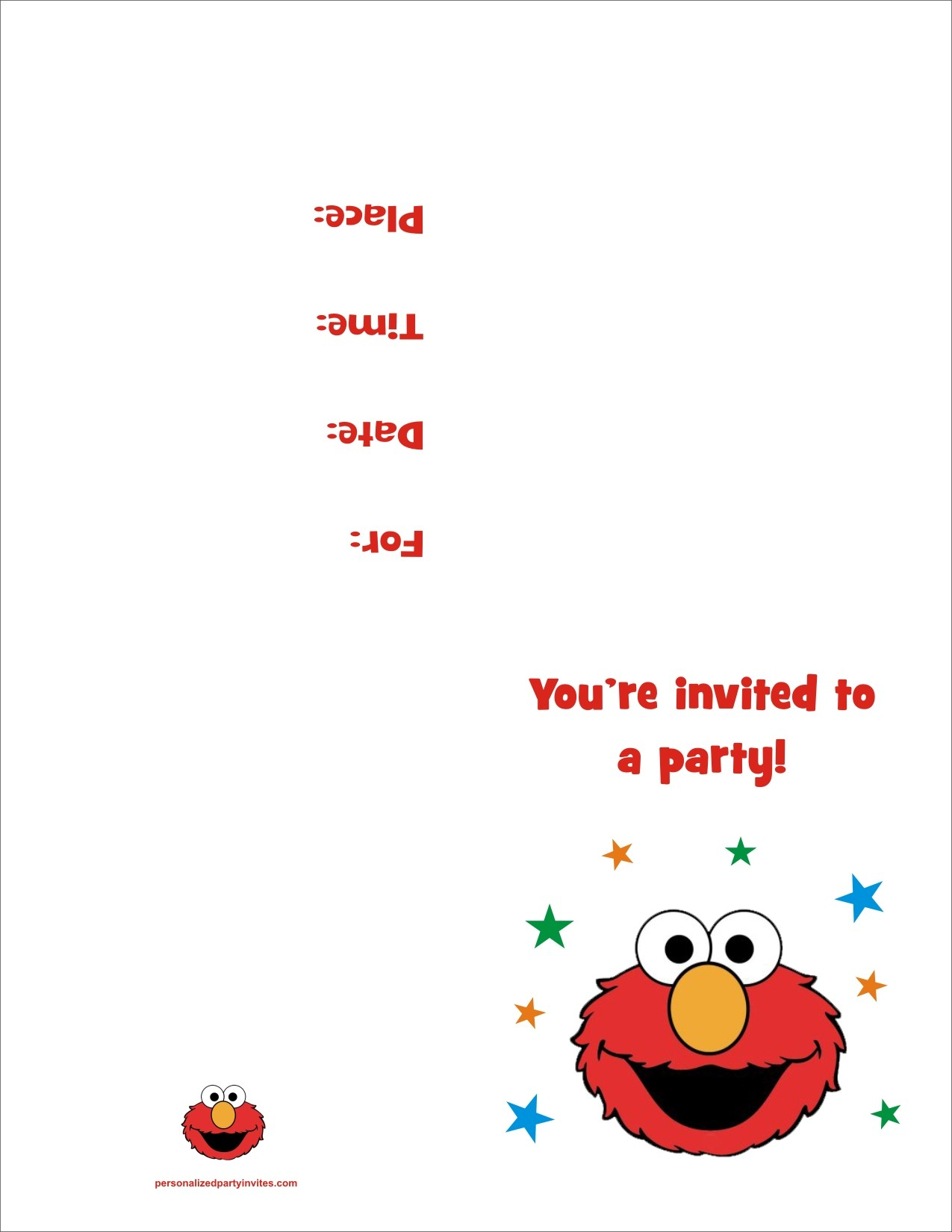 Elmo Free Printable Birthday Party Invitation Personalized Party Invites in measurements 1275 X 1650