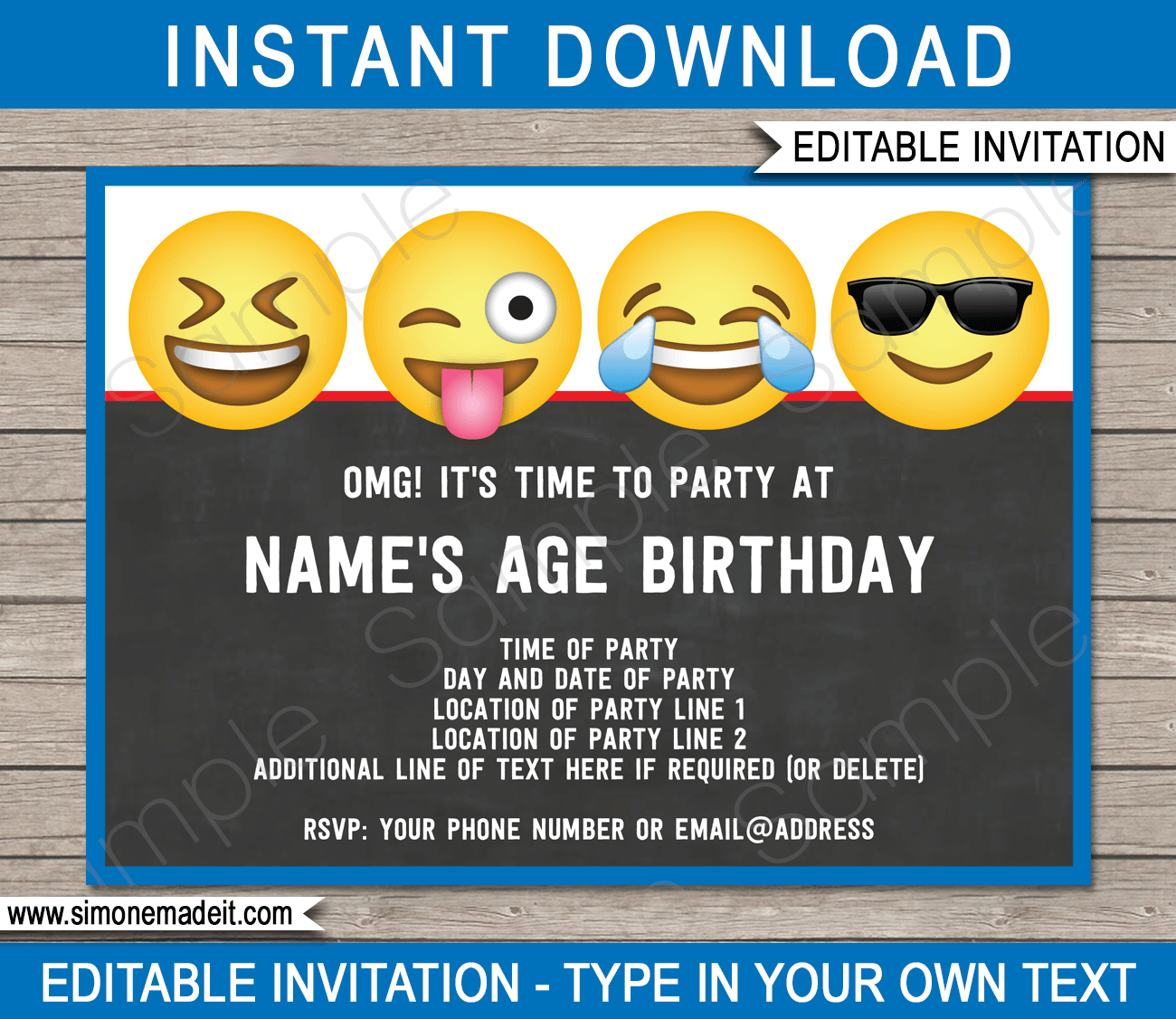 Emoji Theme Party Invitations Template Boys Lola Party Ideas in measurements 1300 X 1126