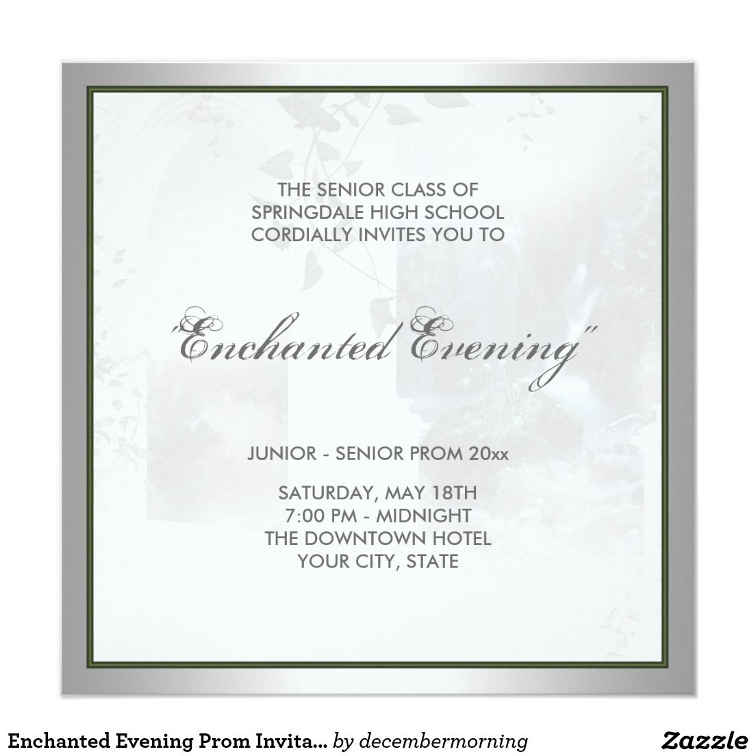 Enchanted Evening Prom Invitation Template Zazzle Prom 2017 in proportions 1104 X 1104