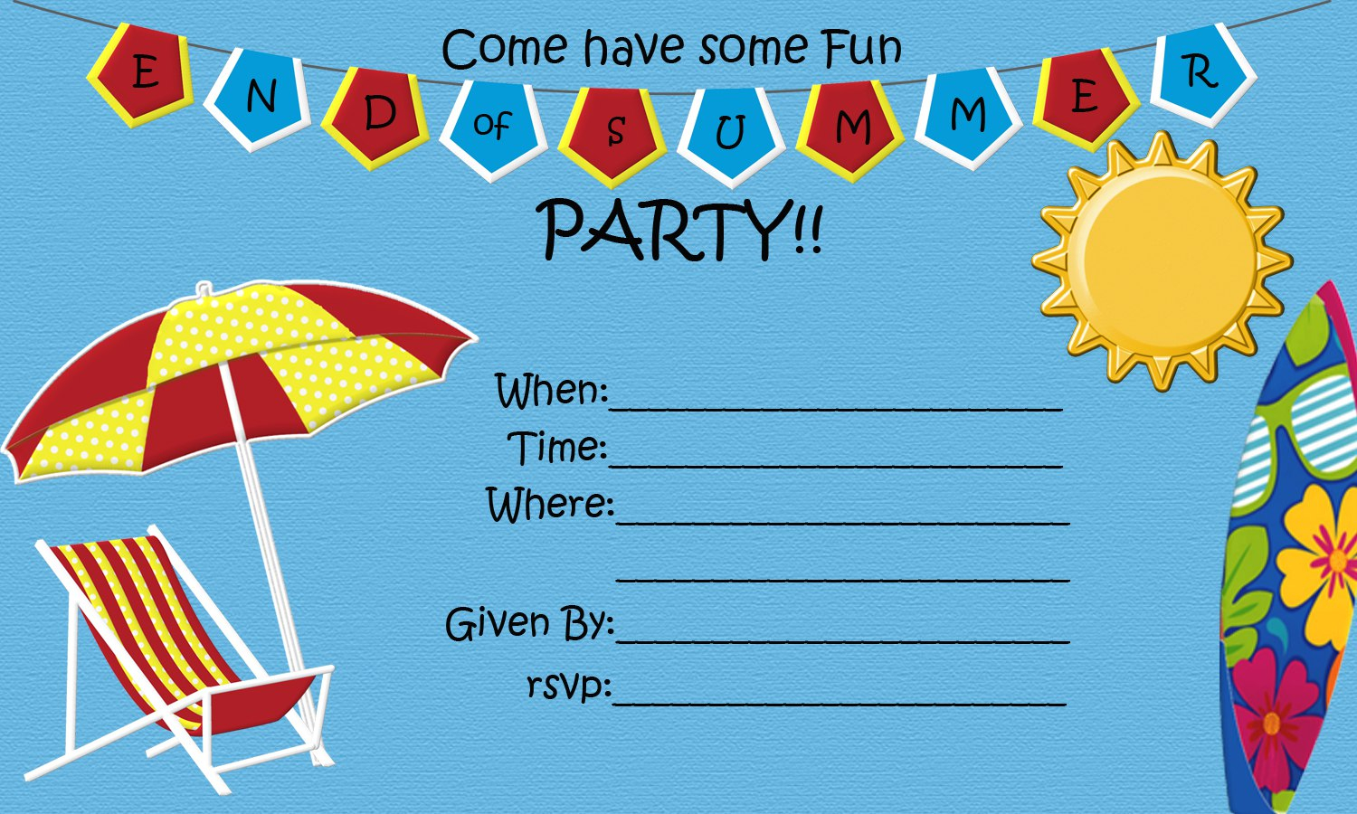End Of Summer Party Free Printable Five Little Chefs intended for measurements 1500 X 900