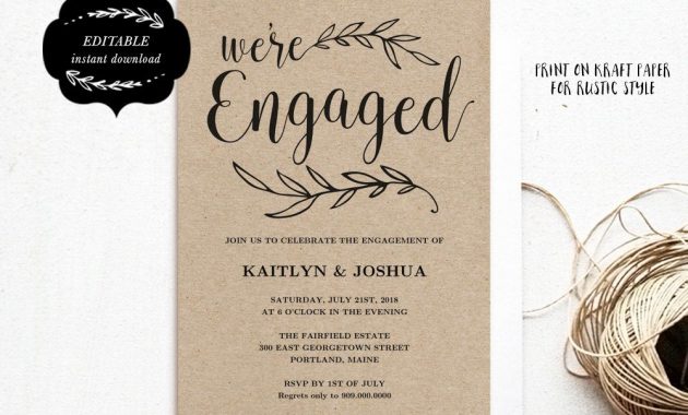 Engagement Invitation Template Printable Engagement Party for proportions 1000 X 820