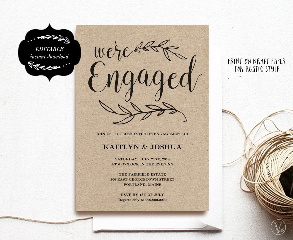 Engagement Invitation Template Printable Engagement Party pertaining to size 1000 X 820