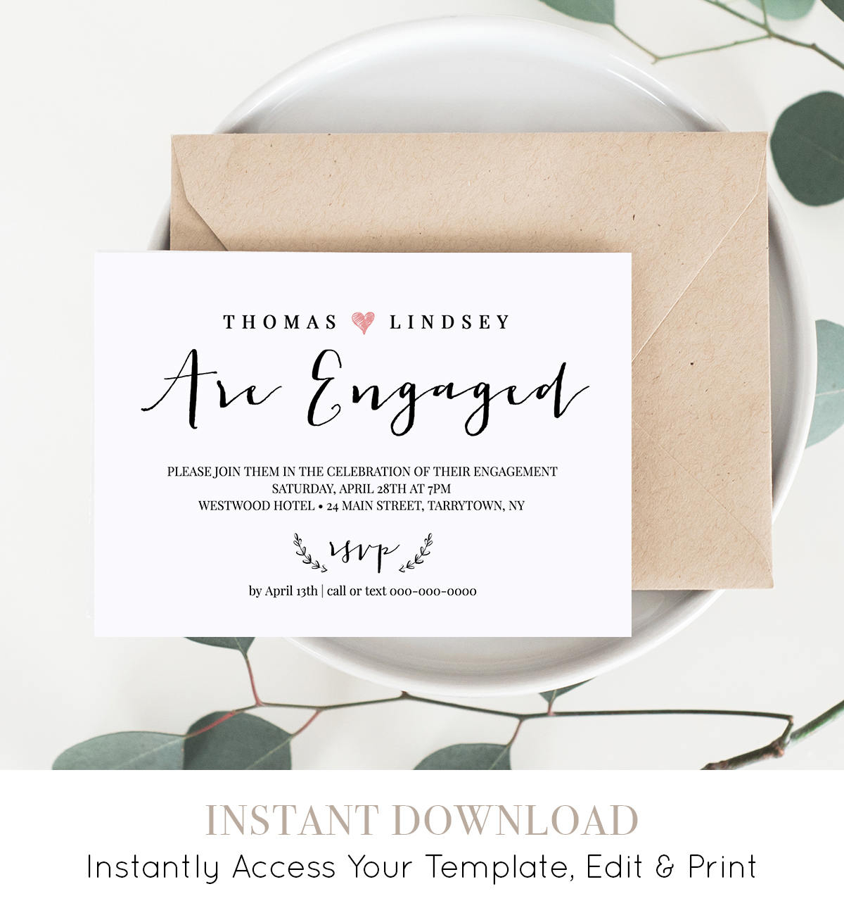 Engagement Invitation Template Printable Wedding Engagement for measurements 1200 X 1300