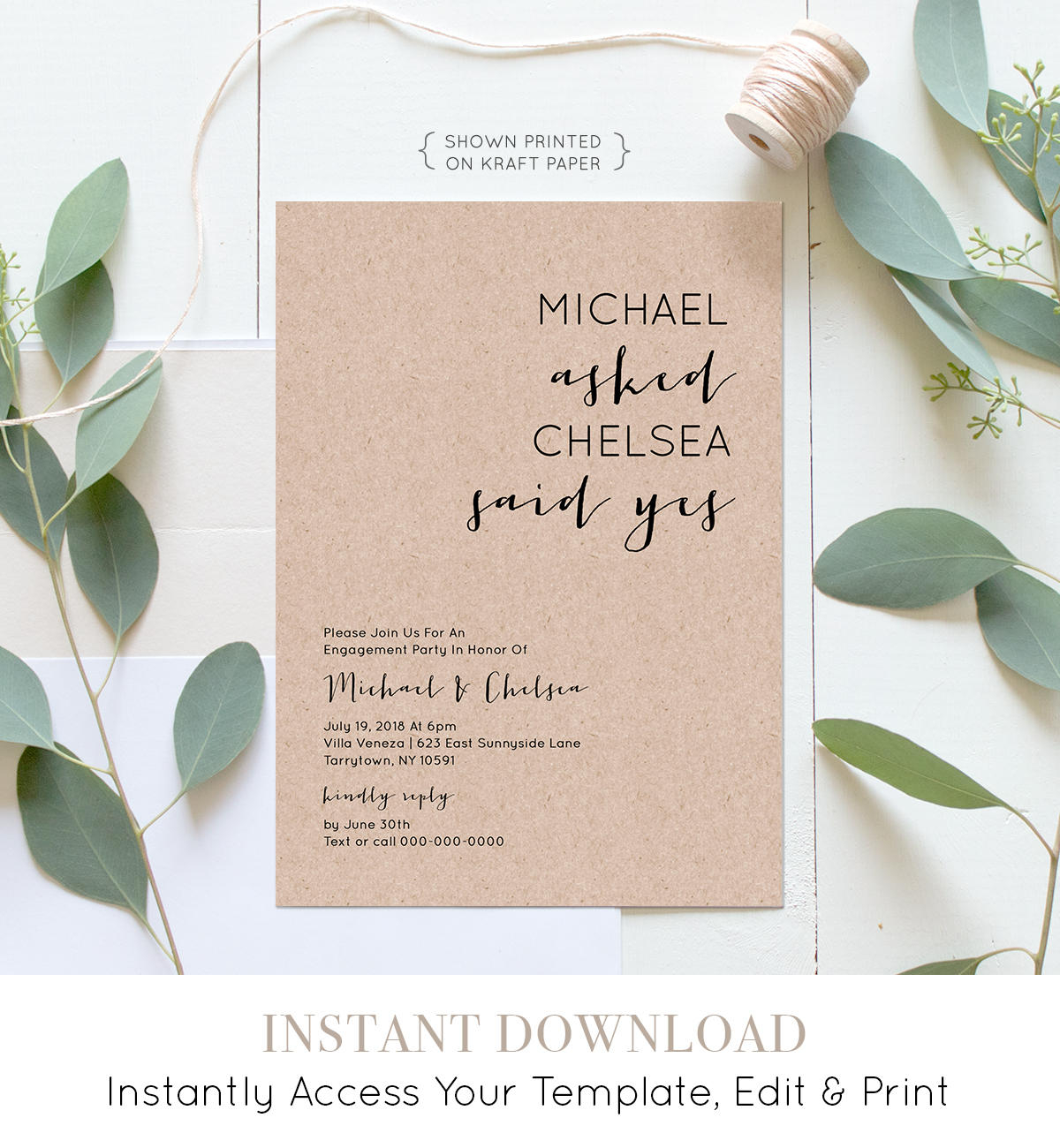 Engagement Party Invitation Template Engaged Announcement with measurements 1200 X 1300