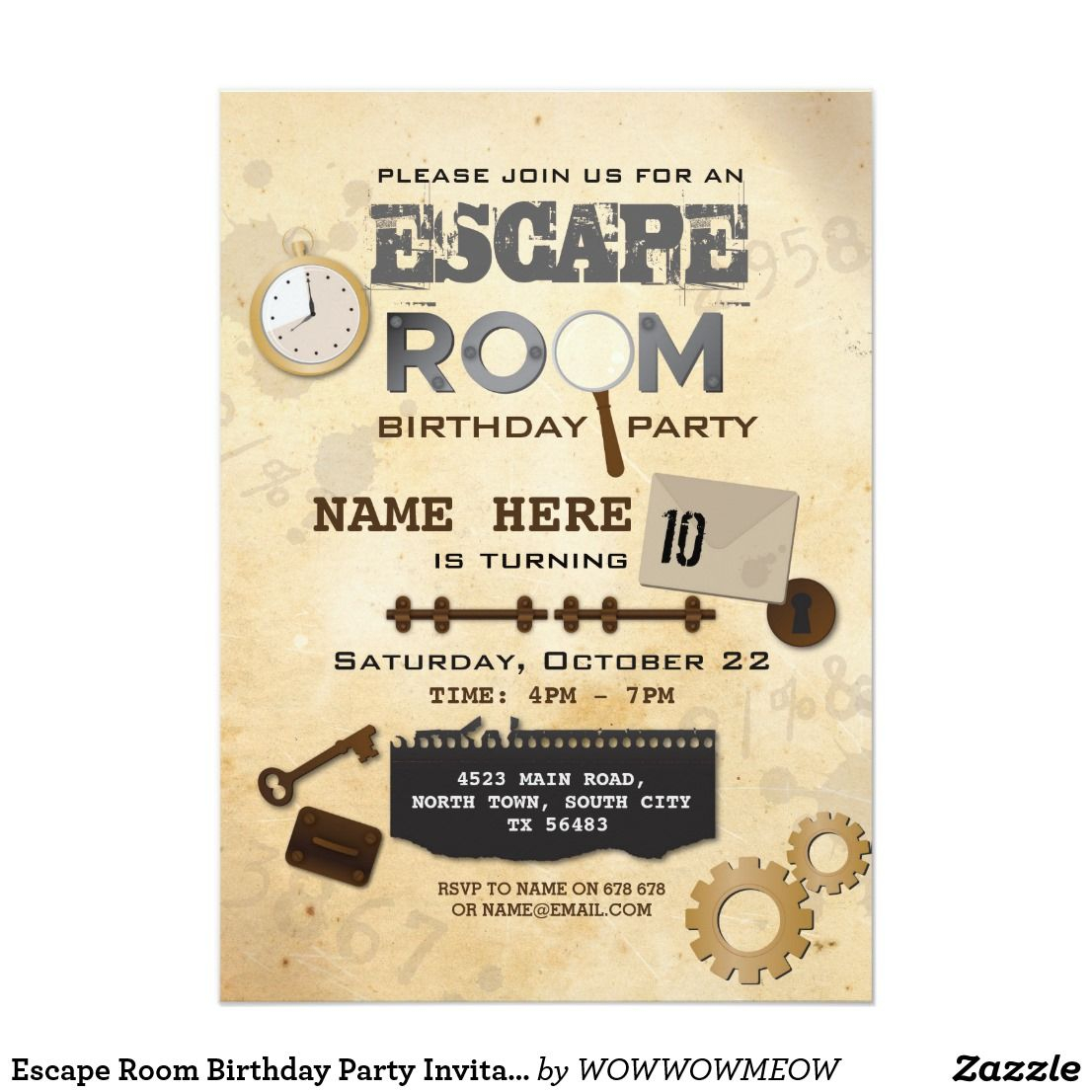 Escape Room Birthday Party Invitation Clues Spy Zazzle Party for size 1106 X 1106