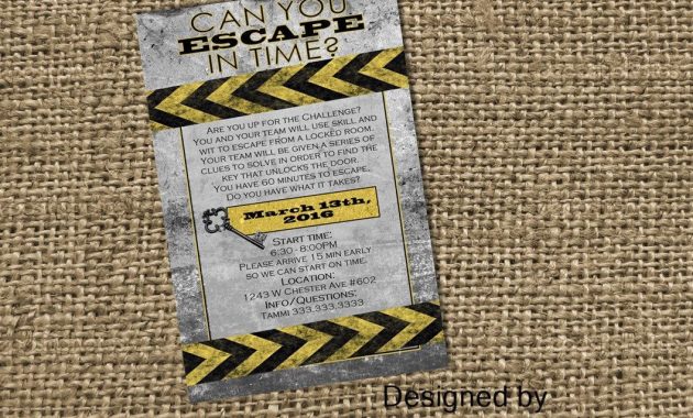 Escape Room Digital Printable Party Invitation Mystery Birthday throughout size 1057 X 769