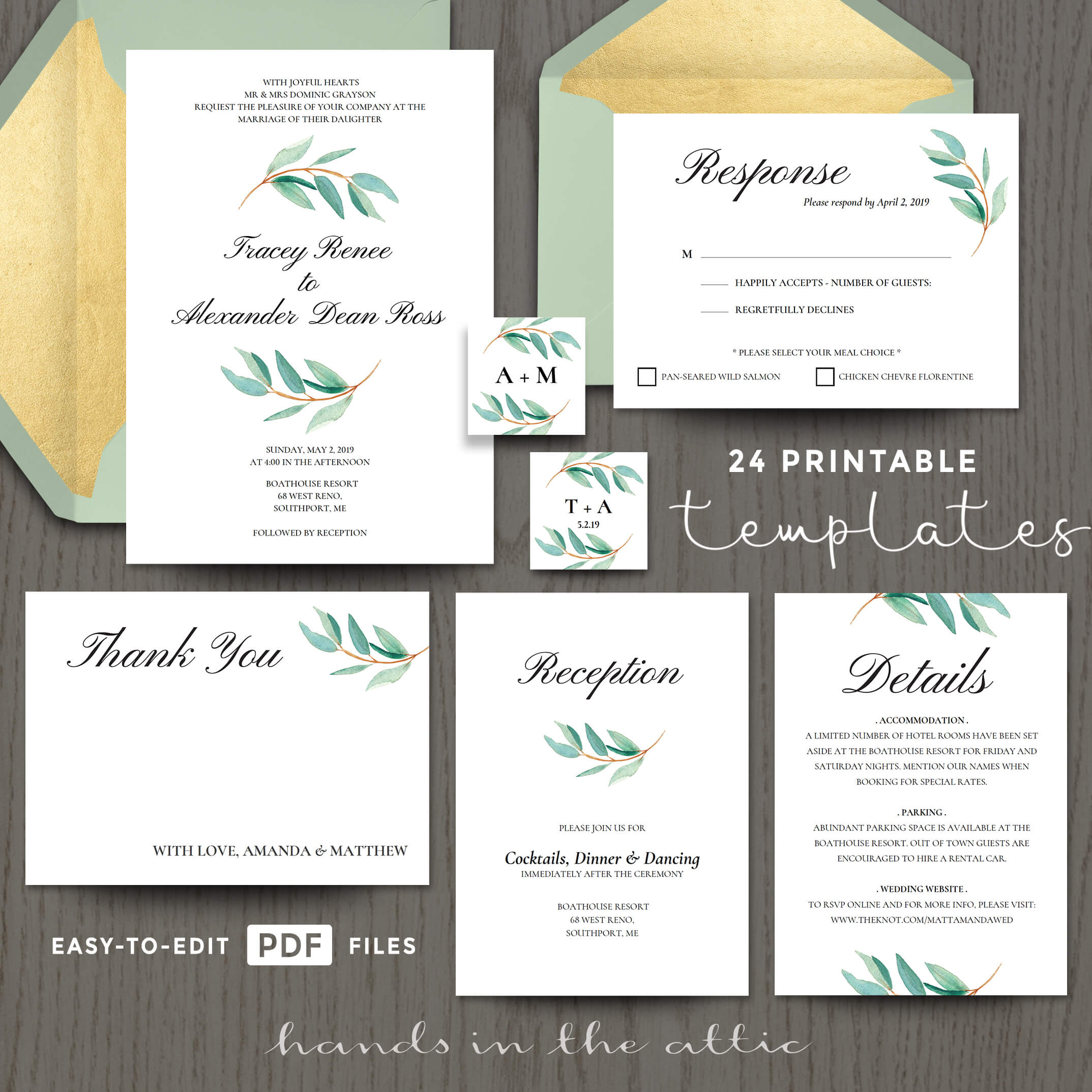 Eucalyptus Wedding Invitation Templates Hands In The Attic with regard to sizing 2147 X 2147