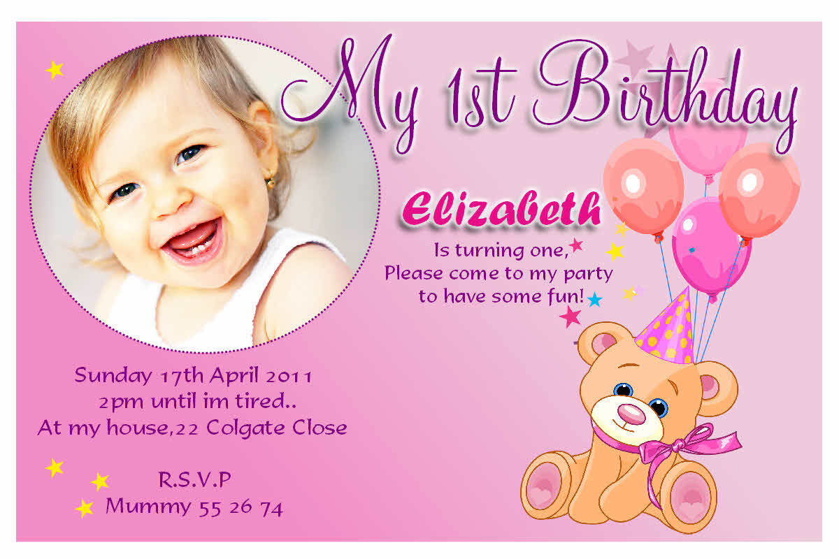 Example Of First Birthday Invitation Card Invitation Templates Free intended for dimensions 1200 X 800