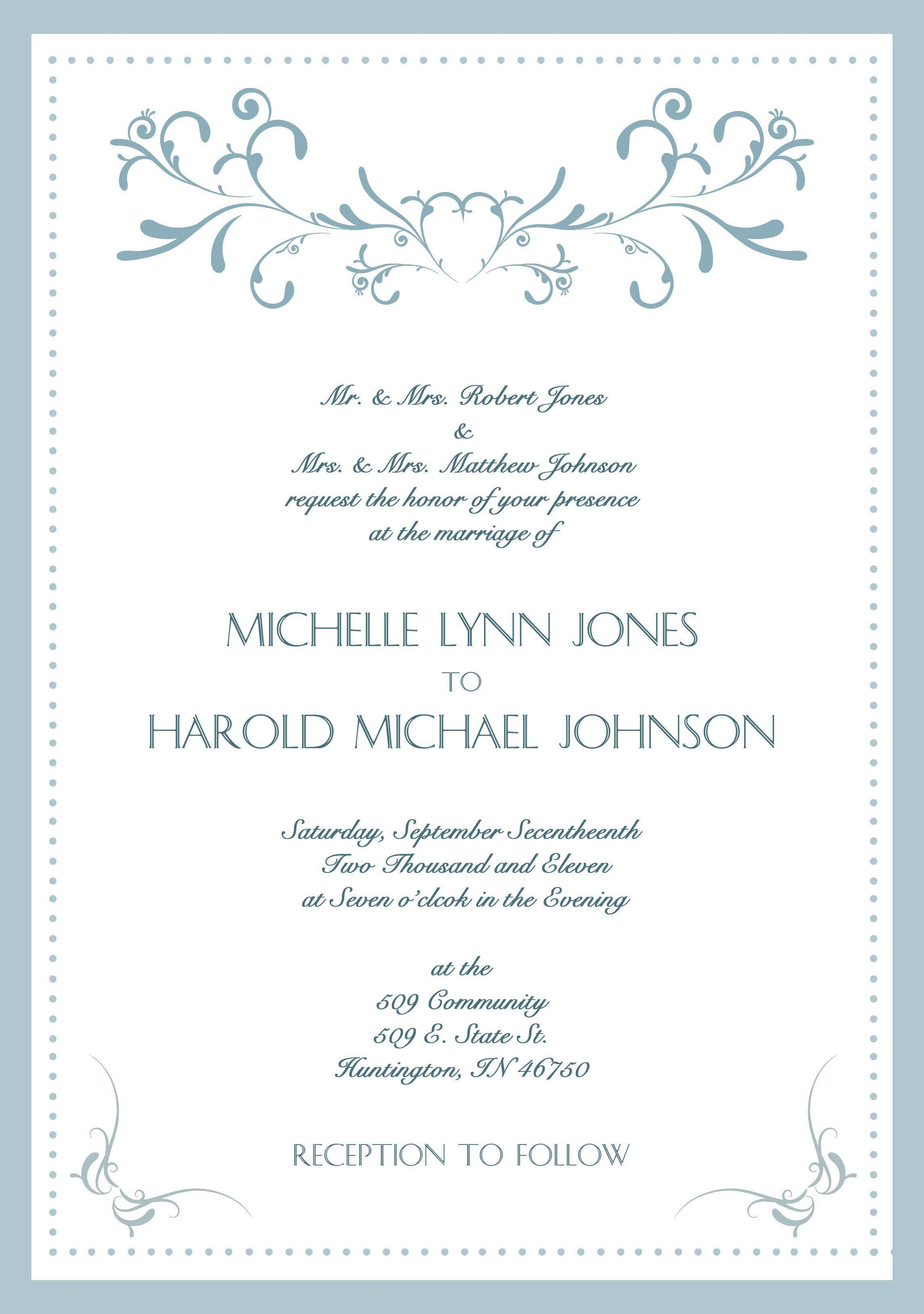 Example Of Wedding Invitation Card Format Invitation Templates Free with dimensions 2291 X 3256