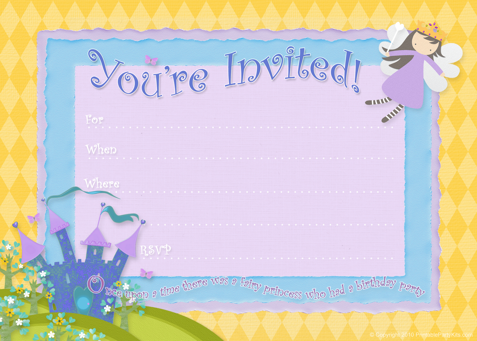 Fairy Princess Party Invitation From Printablepartyinvitations with regard to proportions 1600 X 1143