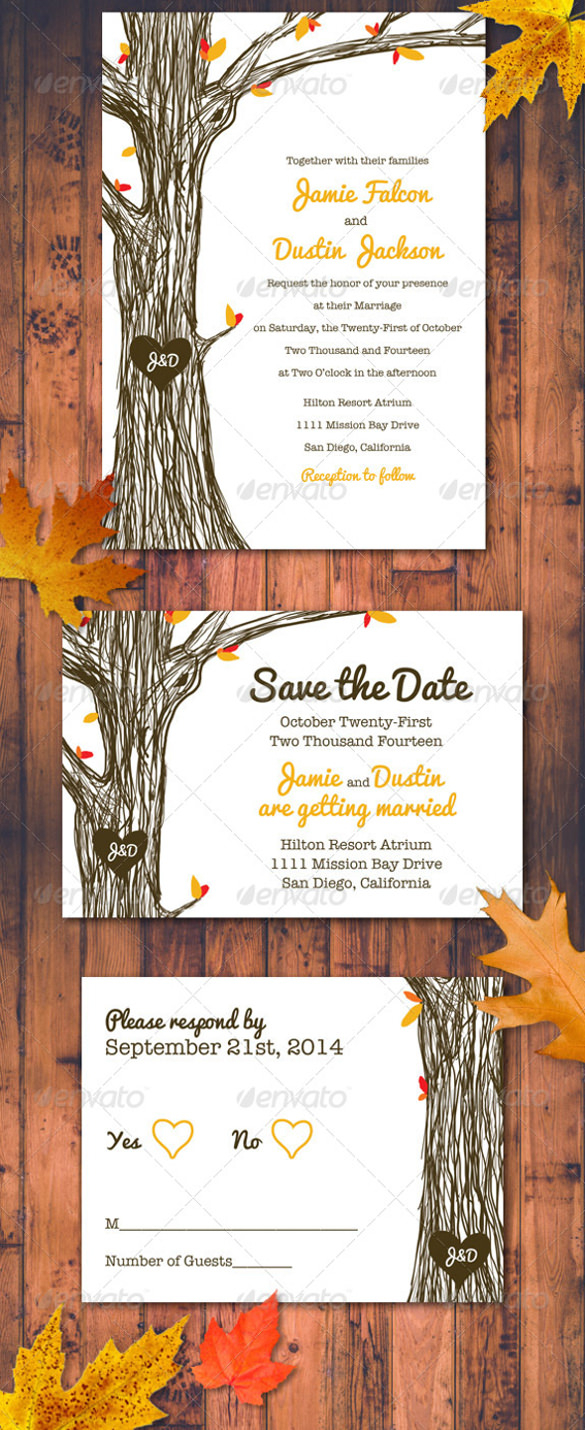 Fall Wedding Invitation Template 15 Psd Formats Download Free regarding size 585 X 1430