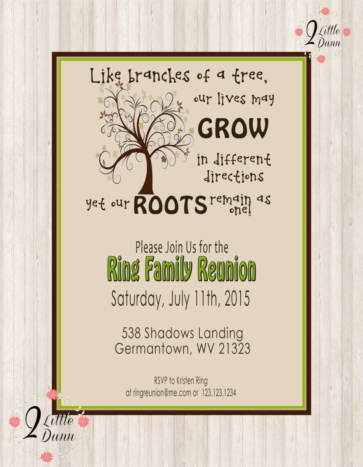 Family Reunion Invite Swirly Tree Printable Digital Invitation for proportions 1167 X 1500