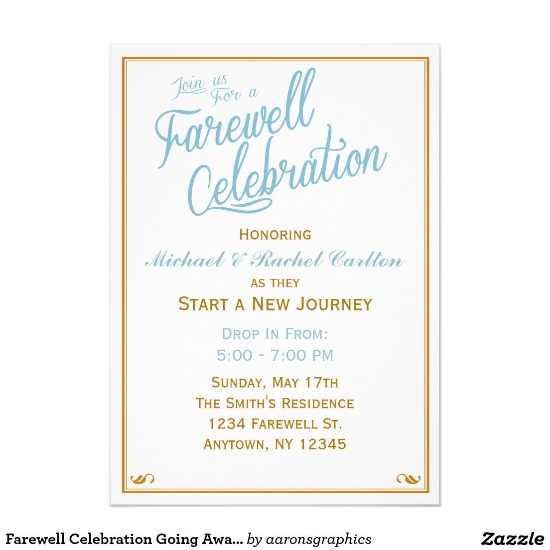 Farewell Celebration Going Away Invitation Zazzle Event throughout dimensions 1104 X 1104