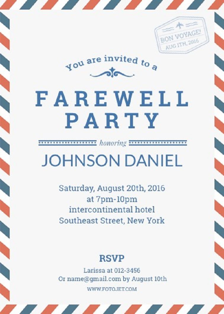 Farewell Party Invitation Template Party Invitation Card within proportions 756 X 1057