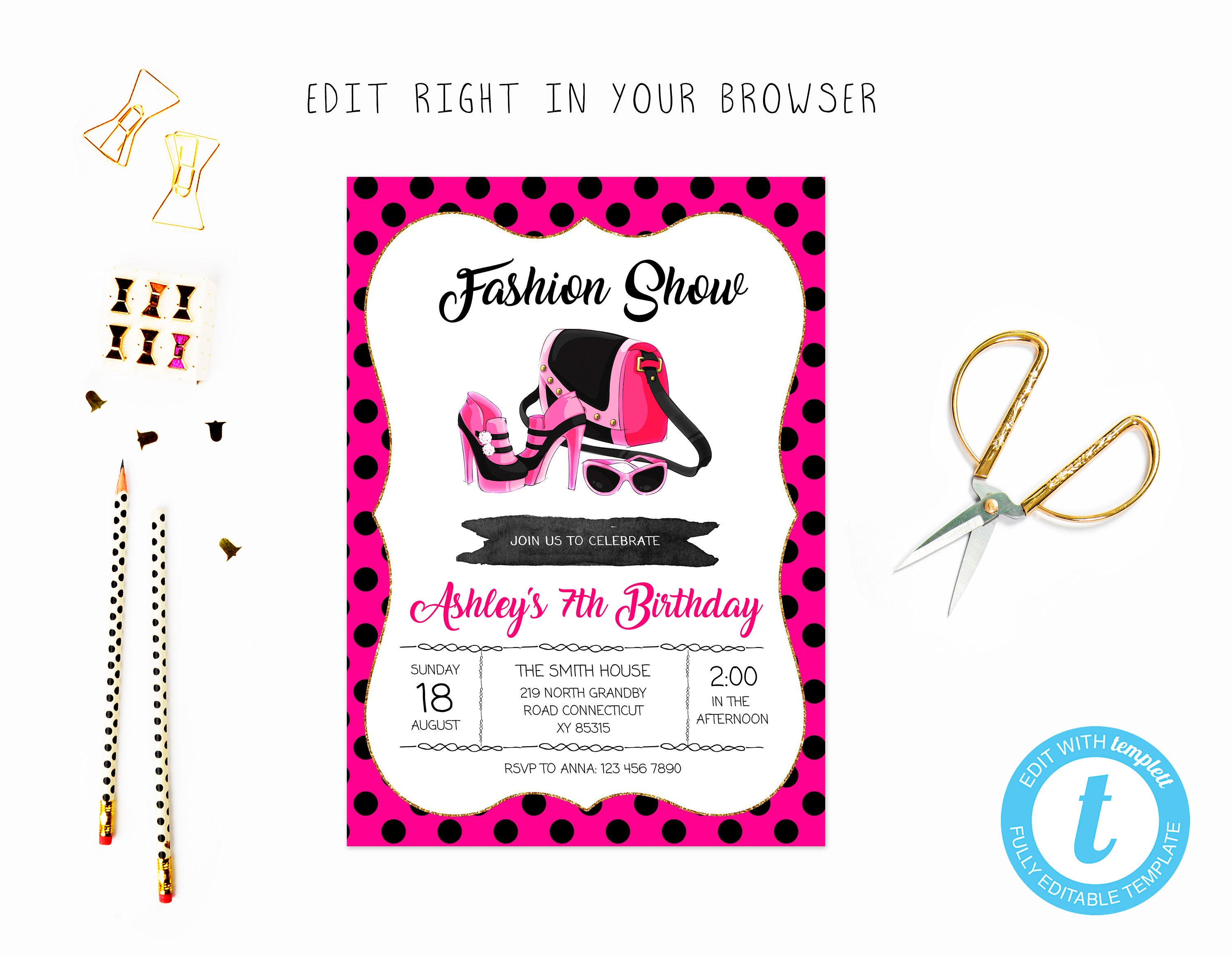 Fashion Birthday Party Tem Try Before You Buy Instant Etsy in size 3000 X 2326