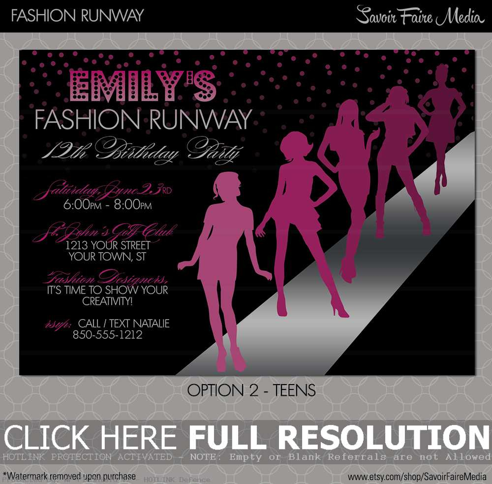 Fashion Show Invitation Template Papakcmi C regarding dimensions 1000 X 983