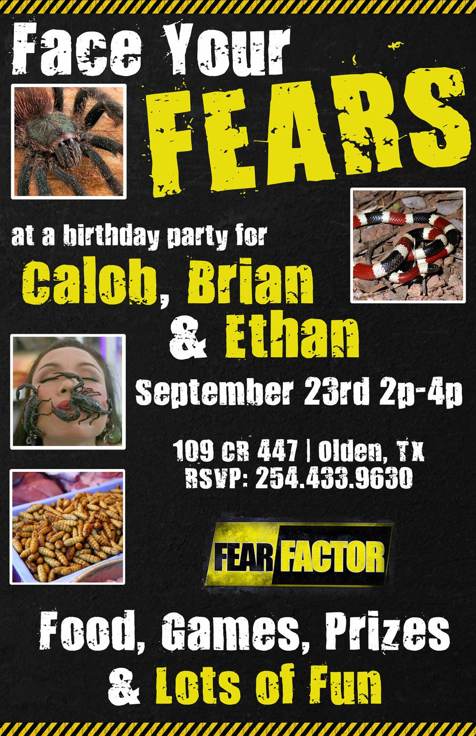 Fear Factor Printable Invite Lucidinvites On Etsy 1800 in size 971 X 1500