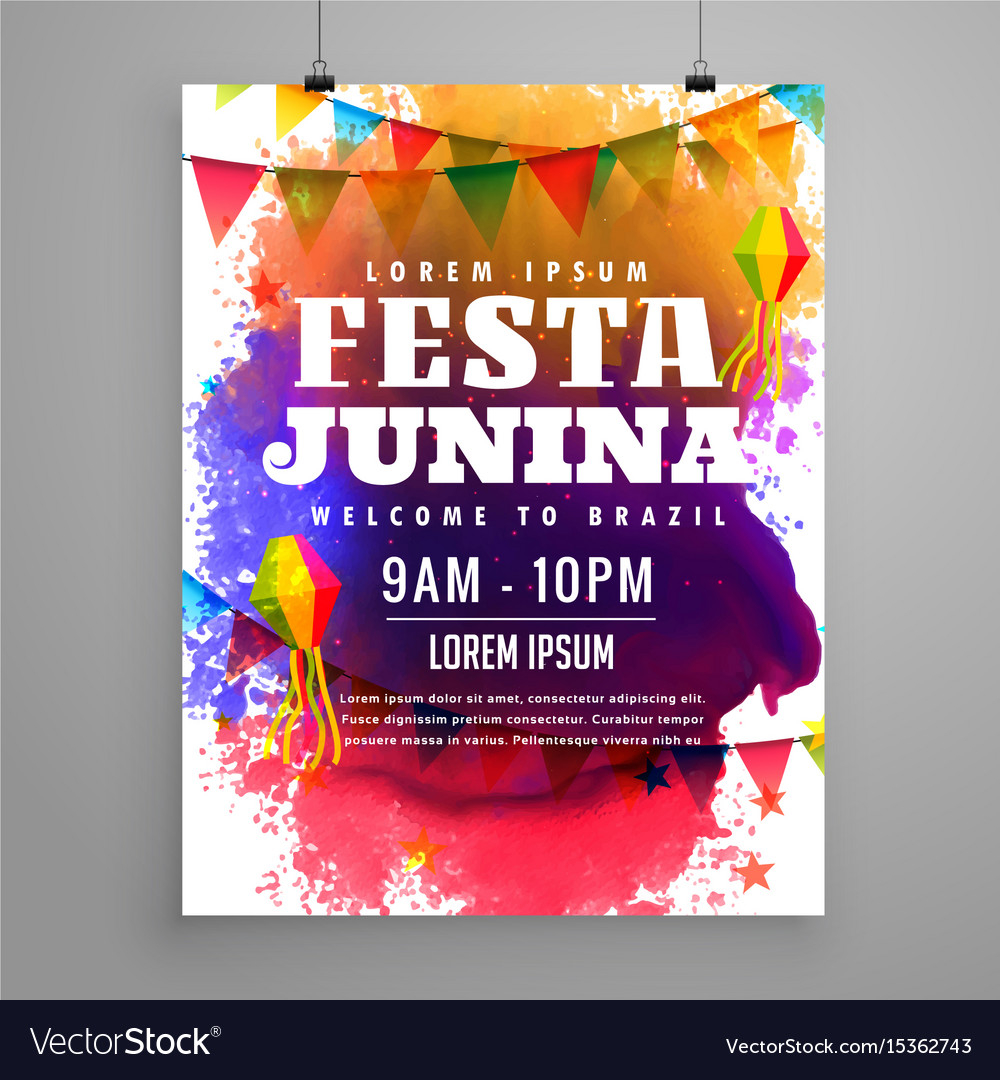 Festa Junina Invitation Flyer Template Design Vector Image with regard to size 1000 X 1080