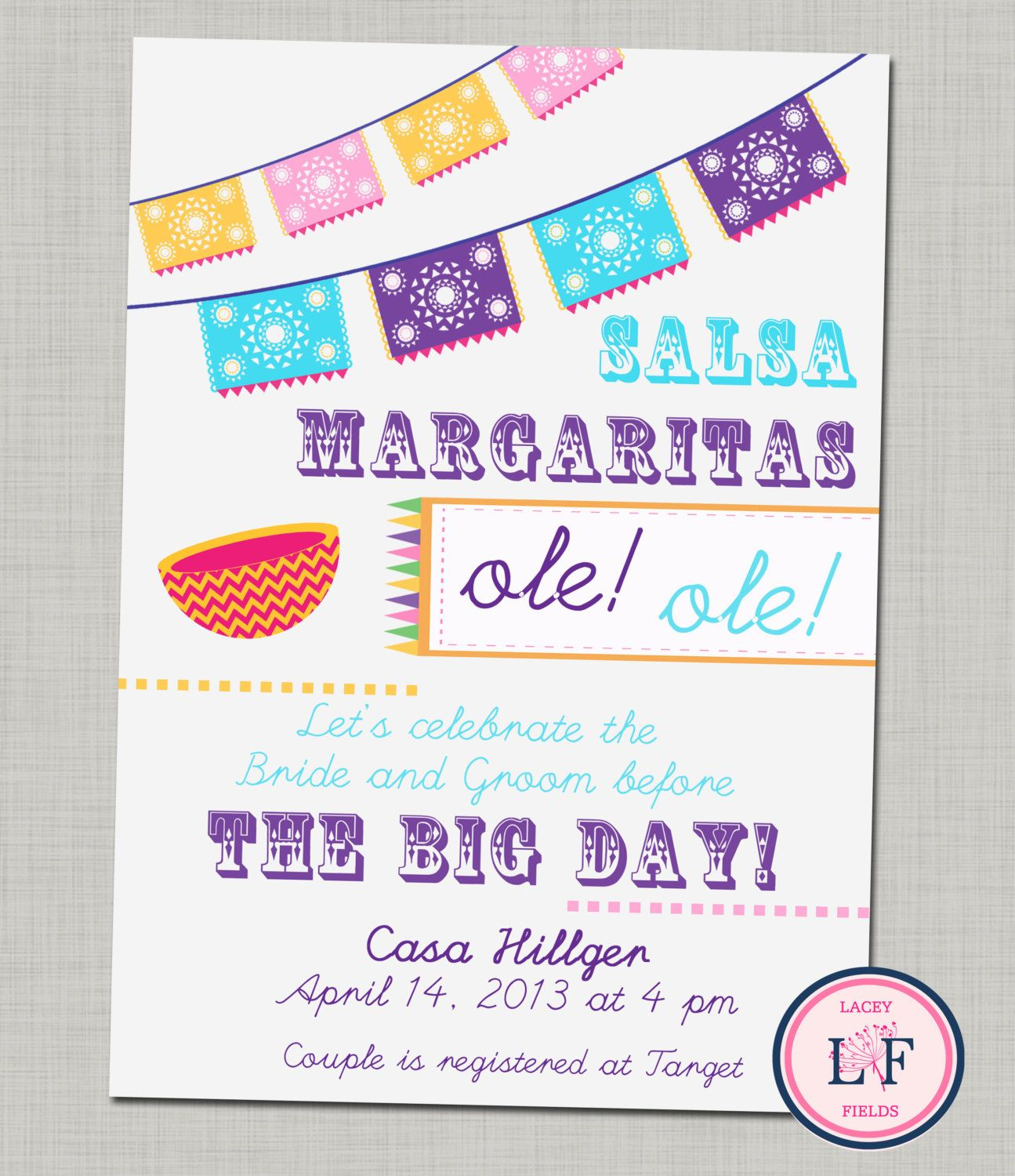 Fiesta Bridal Shower Printable Invitation Couples Shower Invitation pertaining to size 1295 X 1500