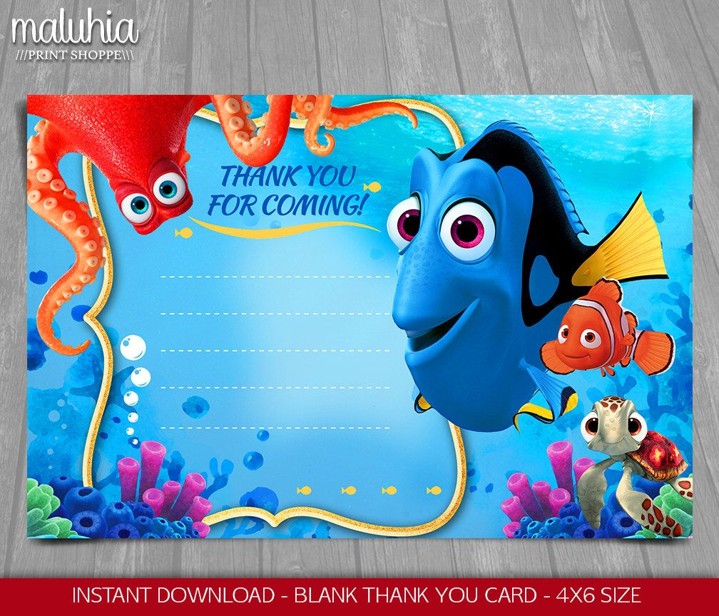 Finding Dory Thank You Card Instant Download Finding Nemo Dory in sizing 1008 X 864