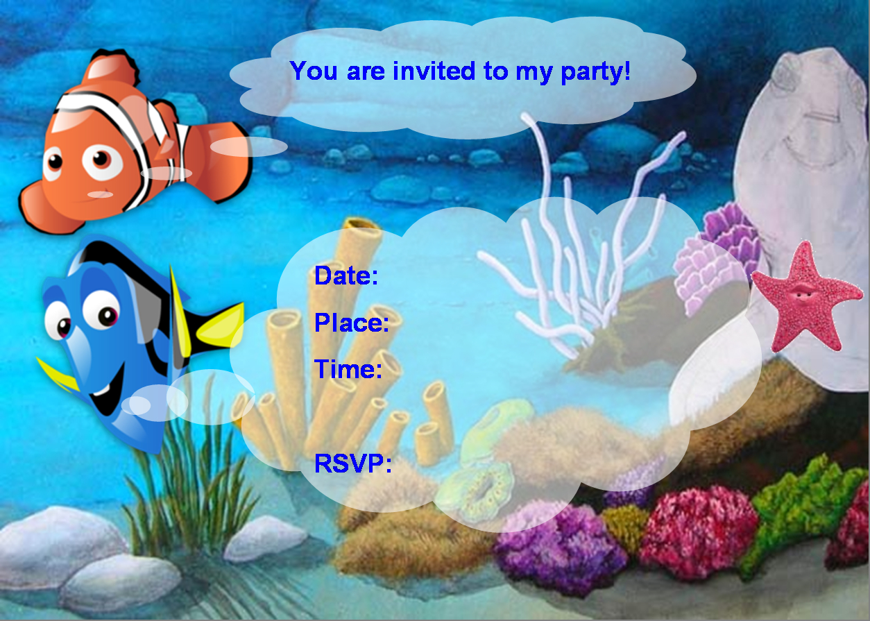 Finding Nemo Birthday Party Invitation Finding Nemo Birthday Party within measurements 1254 X 895