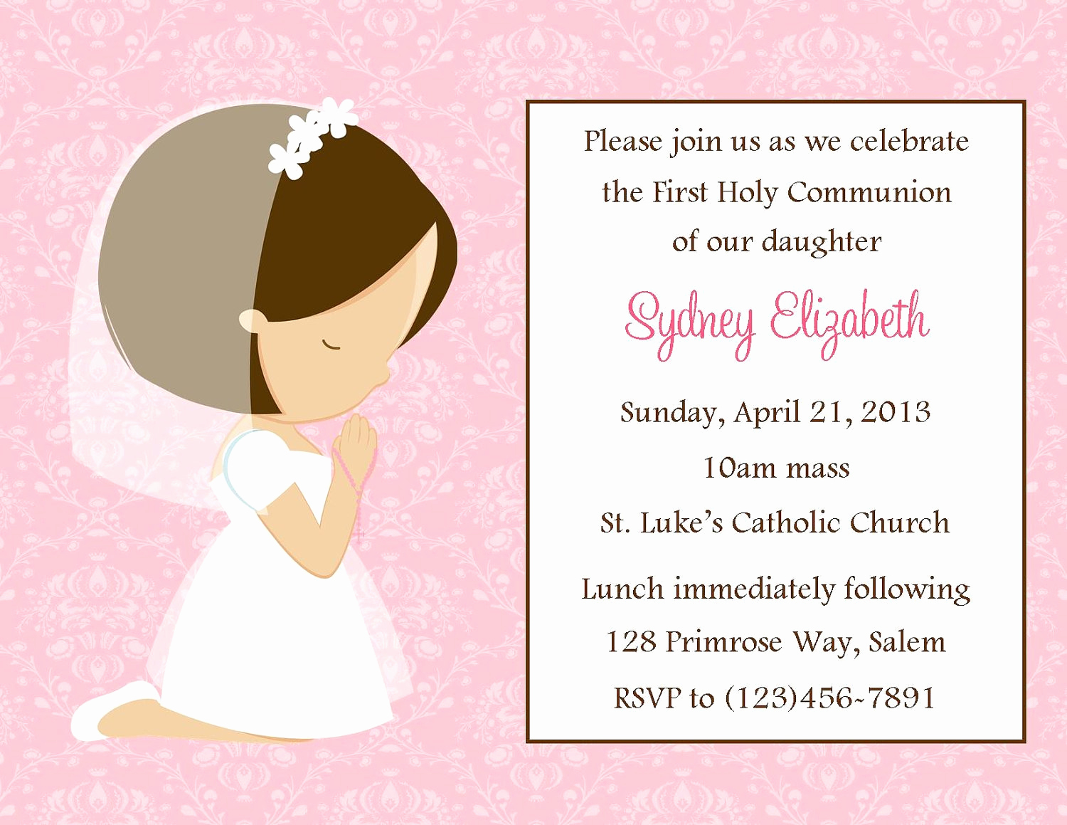 First Communion Invitation Templates Emelinespace with proportions 1500 X 1159