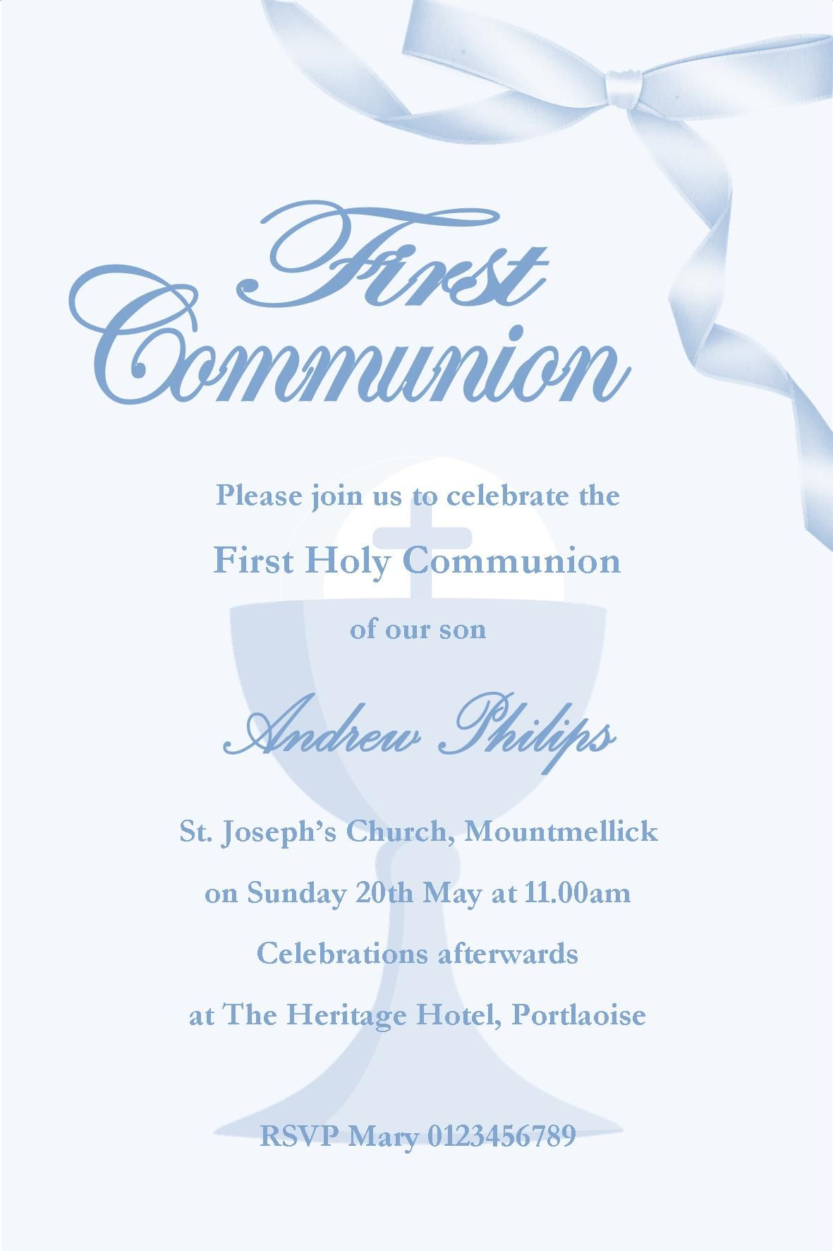 Communion Invitation Cards Template • Business Template Ideas