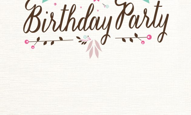 Flat Floral Free Printable Birthday Invitation Template with measurements 1542 X 2220