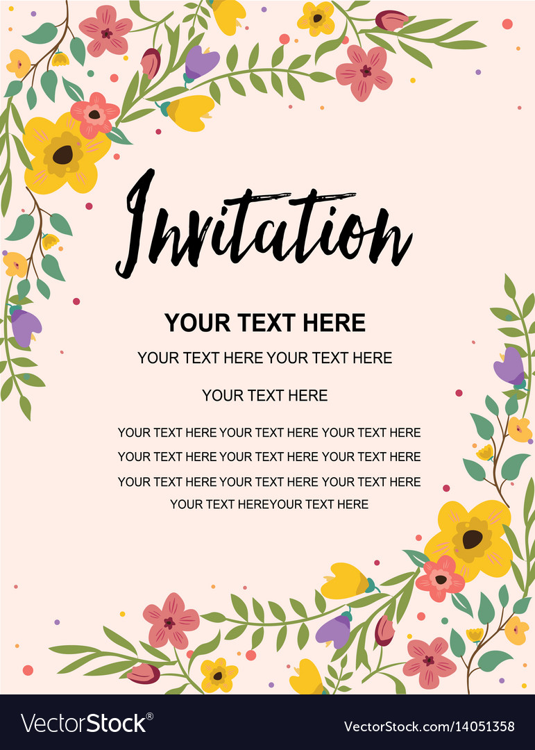 Floral Anniversary Party Invitation Card Template Vector Image throughout size 771 X 1080