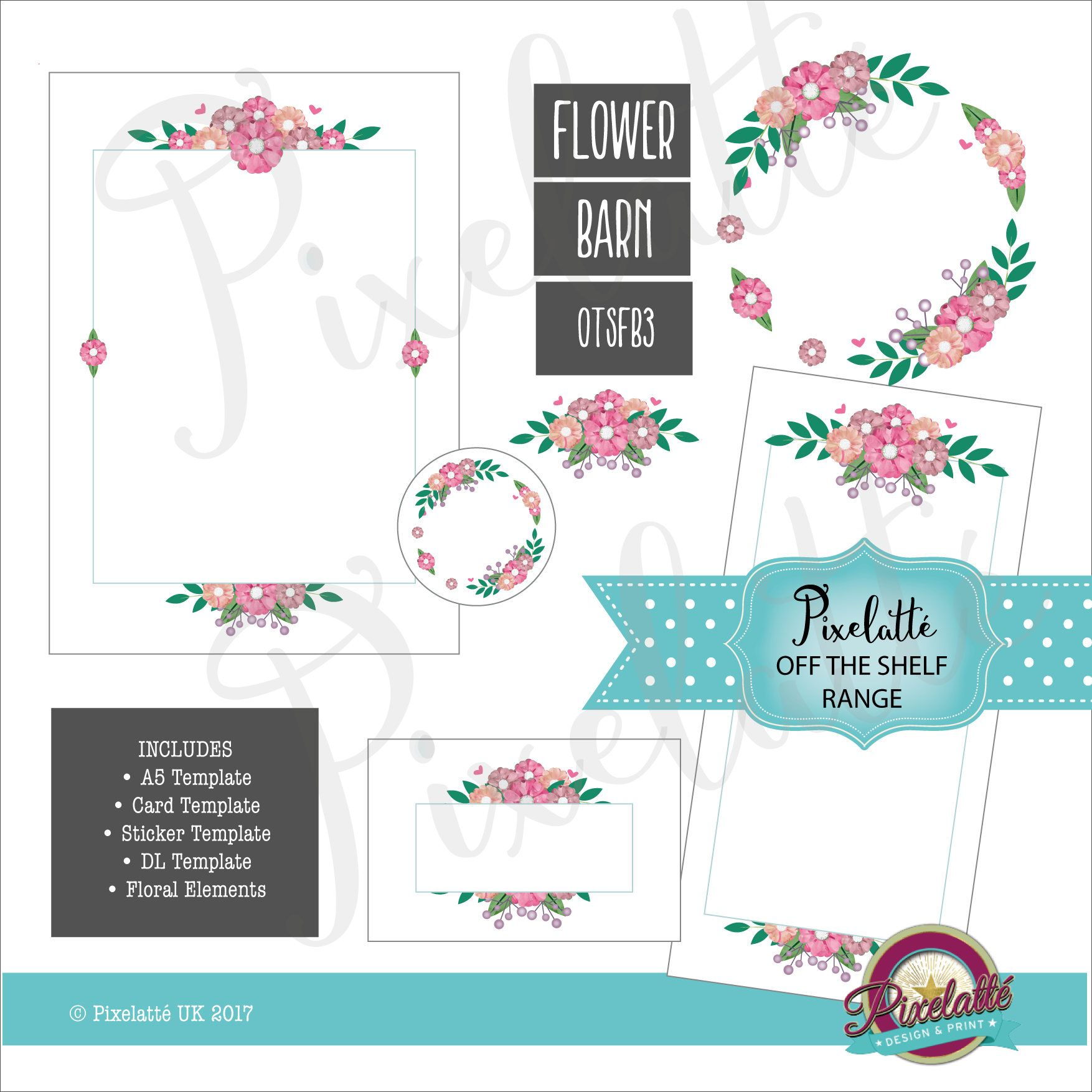 Floral Border Digital Download Invitation A5 Dl Price List with dimensions 1754 X 1754
