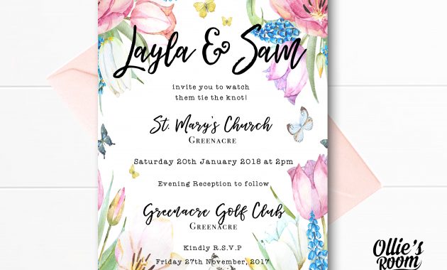 Floral Butterfly Wedding Invitation Country Style Wedding within dimensions 3154 X 2480