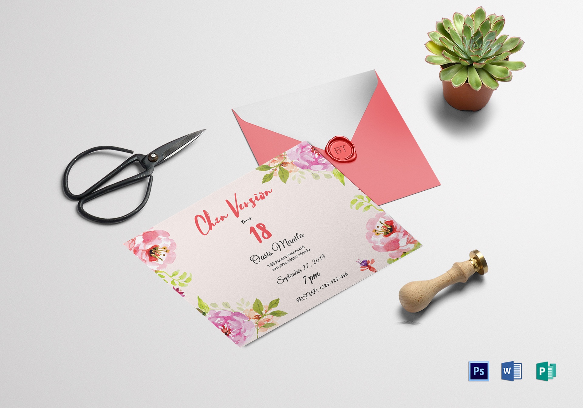 Floral Debut Invitation Design Template In Word Psd Publisher for proportions 1920 X 1344