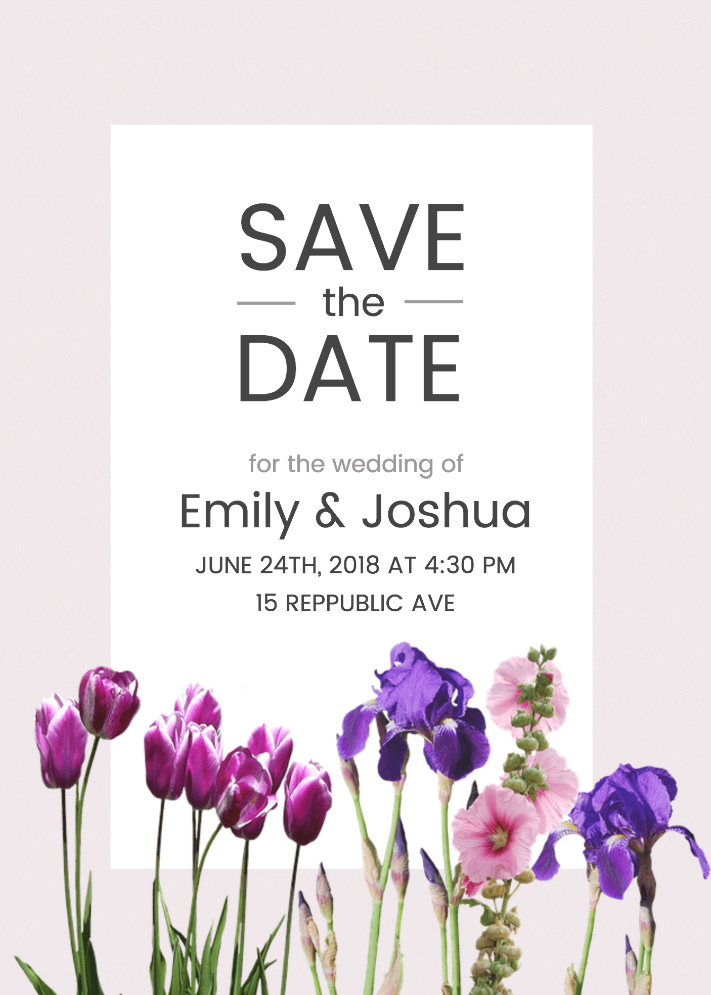 Floral Save The Date Invitation Template Venngage in measurements 1406 X 1968