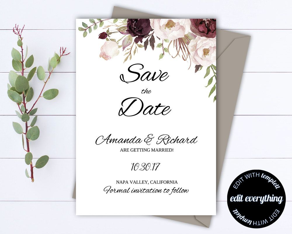 Floral Save The Date Wedding Template Floral Wedding Save The Date regarding measurements 1000 X 800