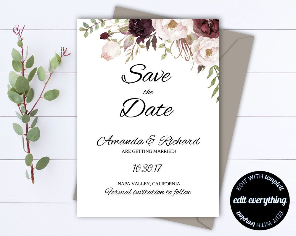 Floral Save The Date Wedding Template Floral Wedding Save The Date with proportions 1000 X 800