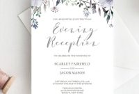 Floral Wedding Evening Invites Template Purple Flower Editable Etsy for dimensions 794 X 992