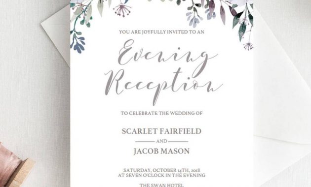Floral Wedding Evening Invites Template Purple Flower Editable Etsy within measurements 794 X 992